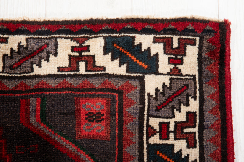 7' x 3' 7" Excellent Hand-Knotted Vintage Tribal Rug