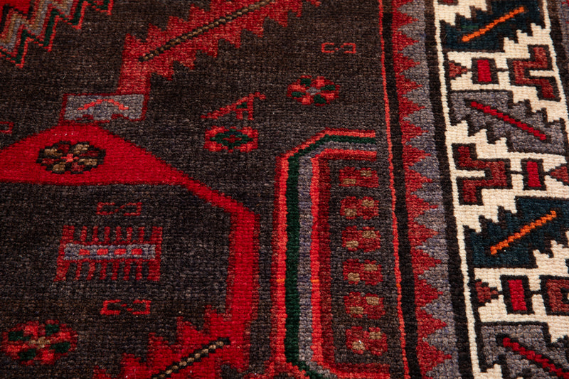 7' x 3' 7" Excellent Hand-Knotted Vintage Tribal Rug