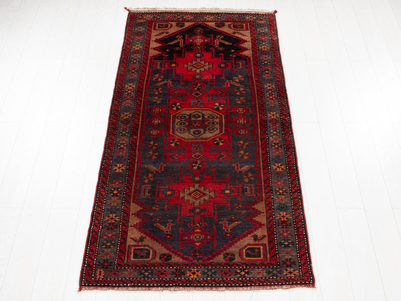 7' 3" x 3' 7" Excellent Hand-Knotted Vintage Tribal Rug