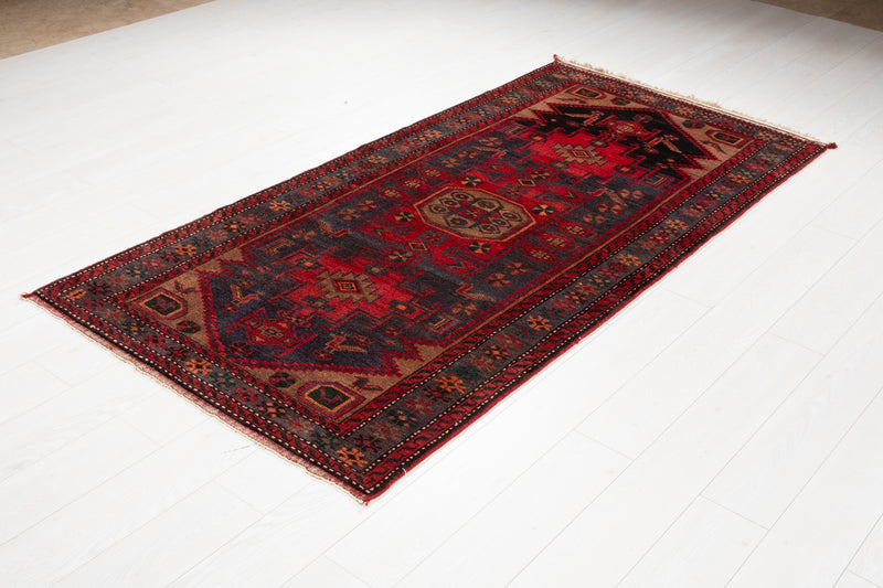 7' 3" x 3' 7" Excellent Hand-Knotted Vintage Tribal Rug