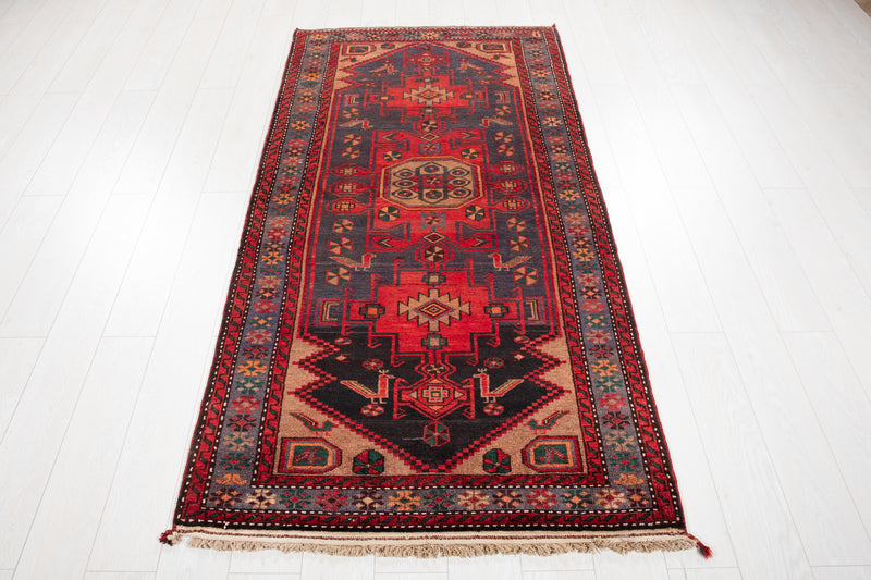 7' 3" x 3' 7" Excellent Hand-Knotted Vintage Tribal Rug