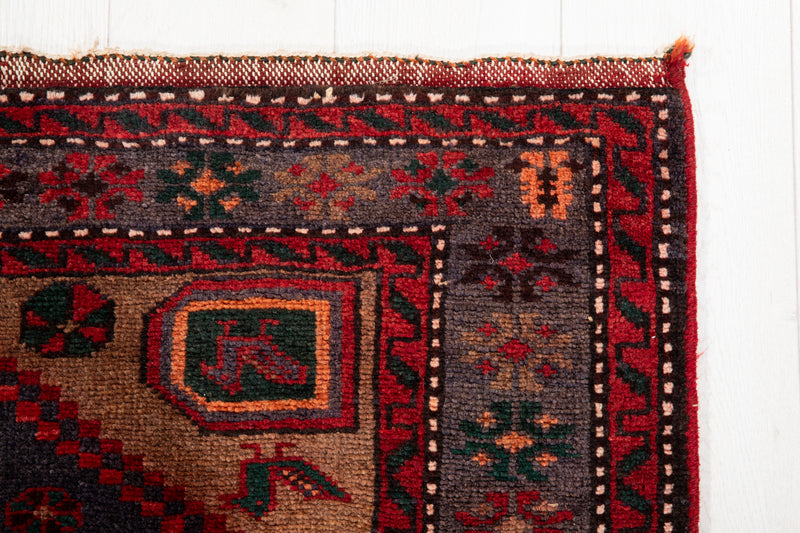 7' 3" x 3' 7" Excellent Hand-Knotted Vintage Tribal Rug