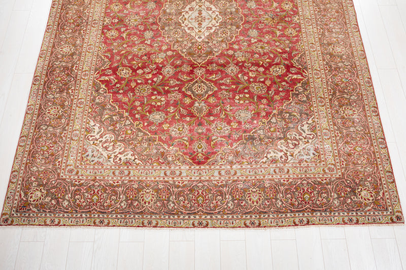 10' 9" x 7' 10" Excellent Hand-Knotted Antique Faded Large Area Rug - Yasi & Fara 