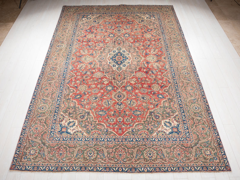 11' 6" x 7' 9" Excellent Hand-Knotted Antique Faded Large Area Rug - Yasi & Fara 