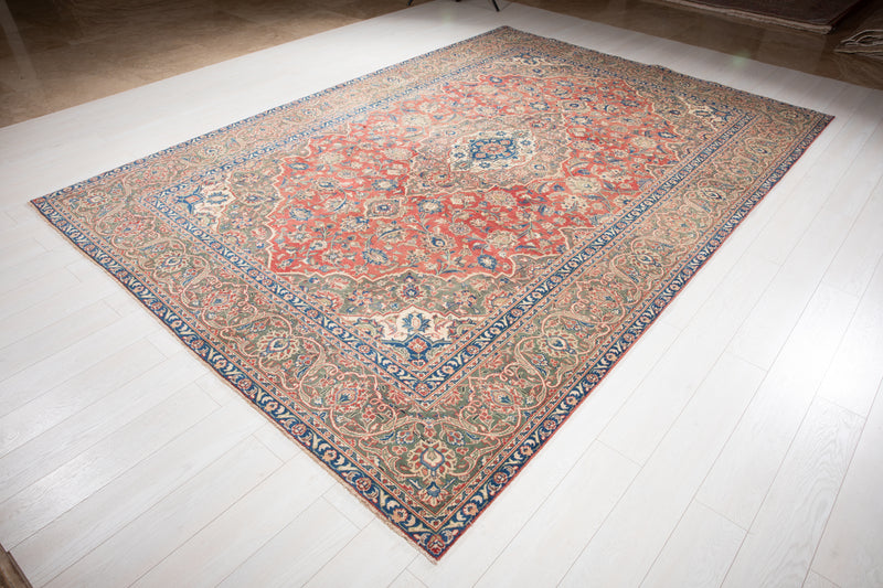11' 6" x 7' 9" Excellent Hand-Knotted Antique Faded Large Area Rug - Yasi & Fara 