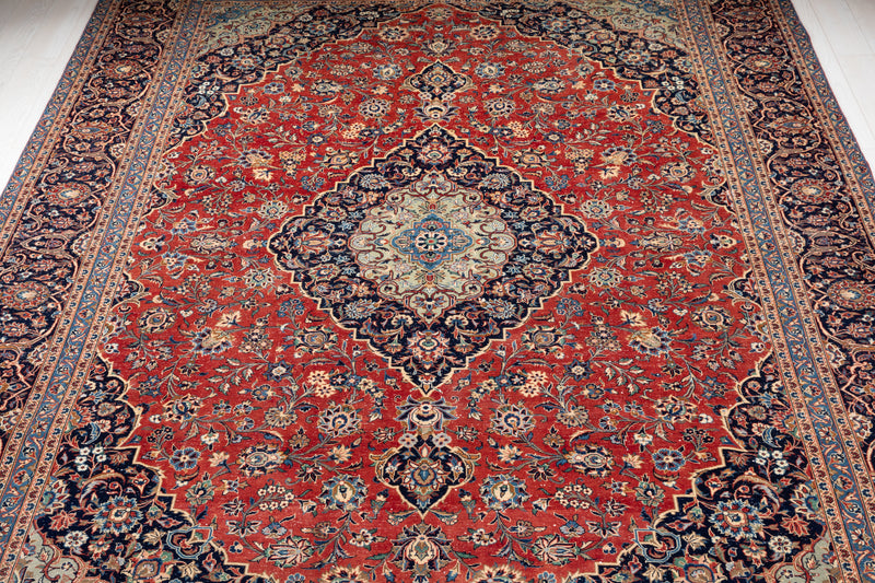 12' 11" x 9' 6" Excellent Hand-Knotted Vintage Large Area Rug - Yasi & Fara 