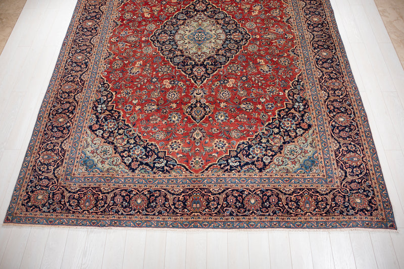 12' 11" x 9' 6" Excellent Hand-Knotted Vintage Large Area Rug - Yasi & Fara 