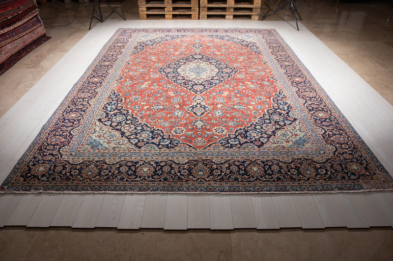 12' 11" x 9' 6" Excellent Hand-Knotted Vintage Large Area Rug - Yasi & Fara 