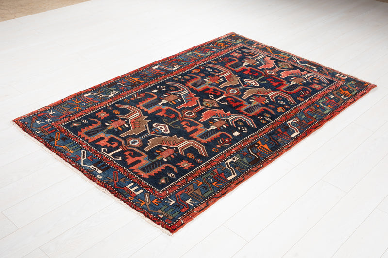 6' 7" x 4' 2" Excellent Hand-Knotted Collectible Vintage Tribal Rug