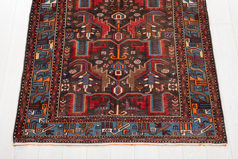 7' x 4' 4" Excellent Hand-Knotted Collectible Vintage Tribal Rug