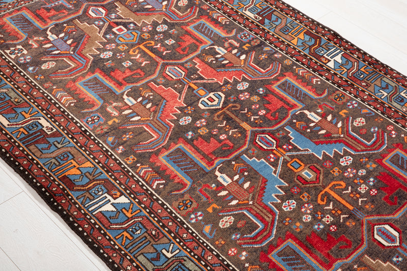 7' x 4' 4" Excellent Hand-Knotted Collectible Vintage Tribal Rug