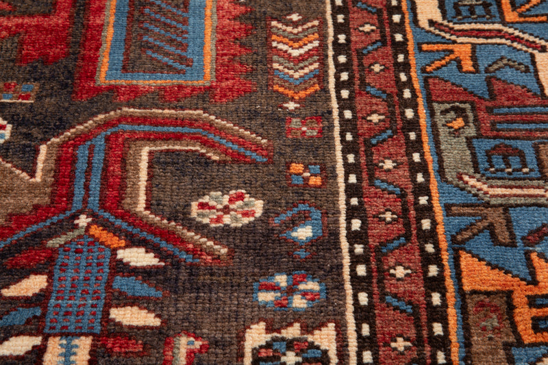 7' x 4' 4" Excellent Hand-Knotted Collectible Vintage Tribal Rug