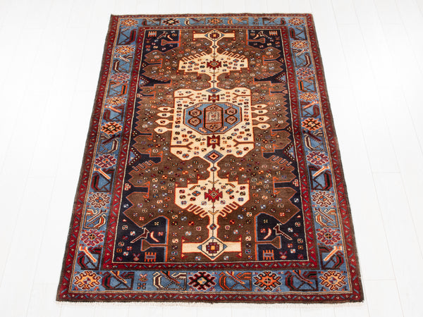 6' 7" x 4' 4" Excellent Hand-Knotted Vintage Soft Tribal Rug