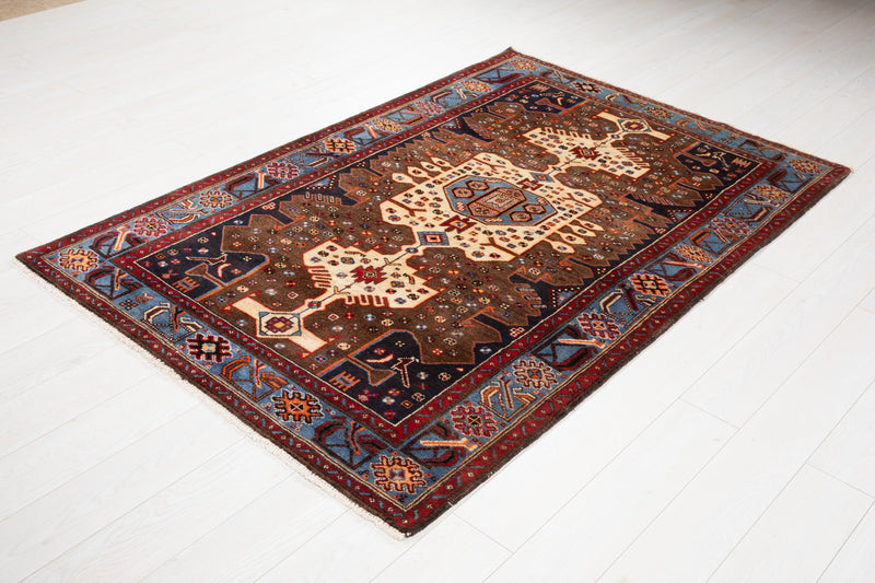 6' 7" x 4' 4" Excellent Hand-Knotted Vintage Soft Tribal Rug