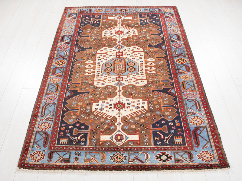 6' 7" x 4' 4" Excellent Hand-Knotted Vintage Soft Tribal Rug