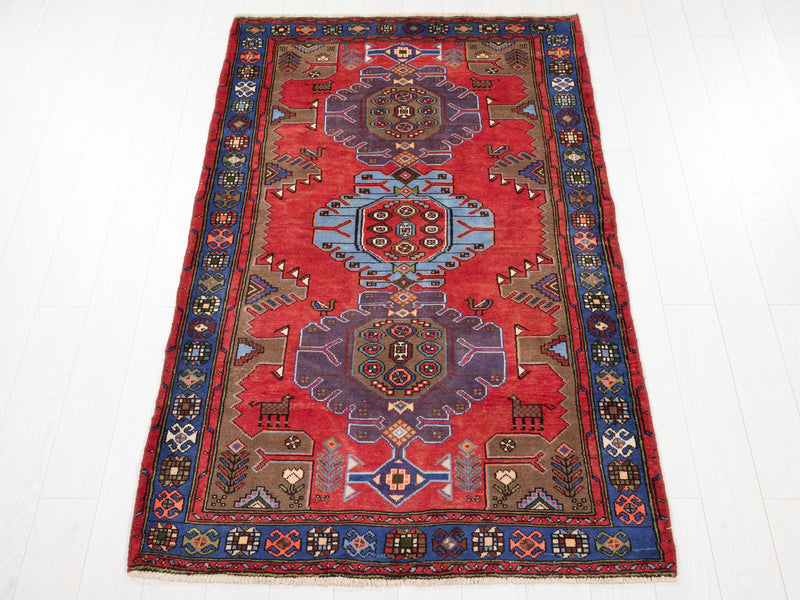 6' 11" x 4' 2" Excellent Hand-Knotted Vintage Tribal Rug