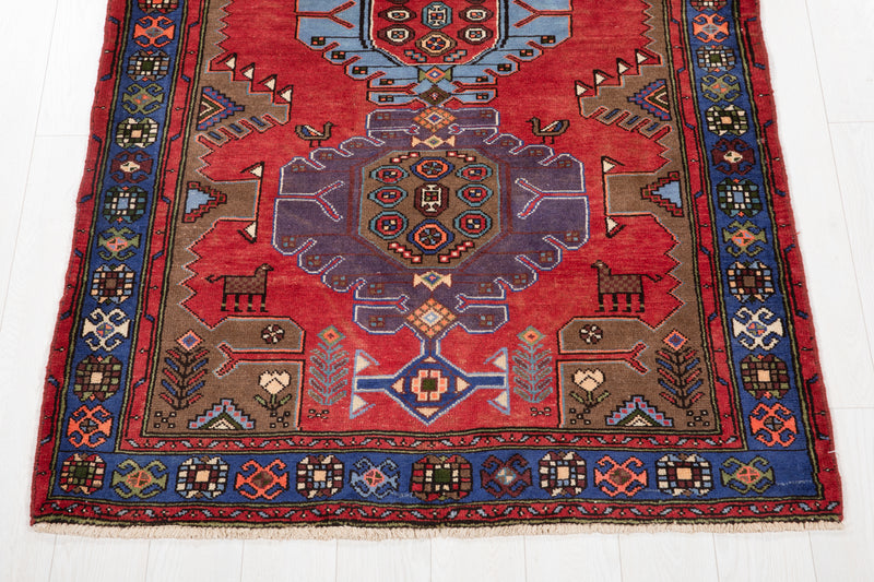 6' 11" x 4' 2" Excellent Hand-Knotted Vintage Tribal Rug