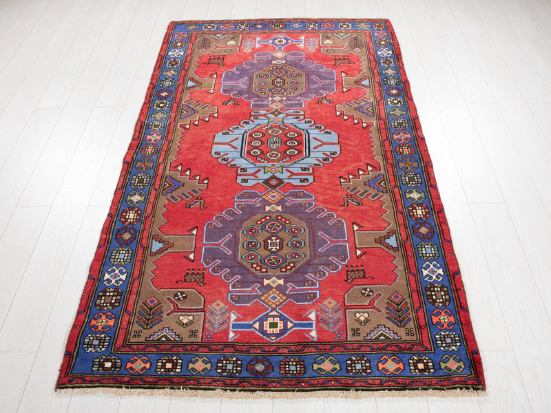 6' 11" x 4' 2" Excellent Hand-Knotted Vintage Tribal Rug