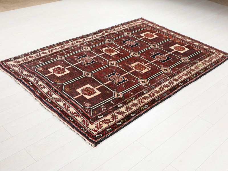 7' 1" x 4' 8" Excellent Hand-Knotted Collectible Vintage Rust Red Tribal Rug - Yasi & Fara 