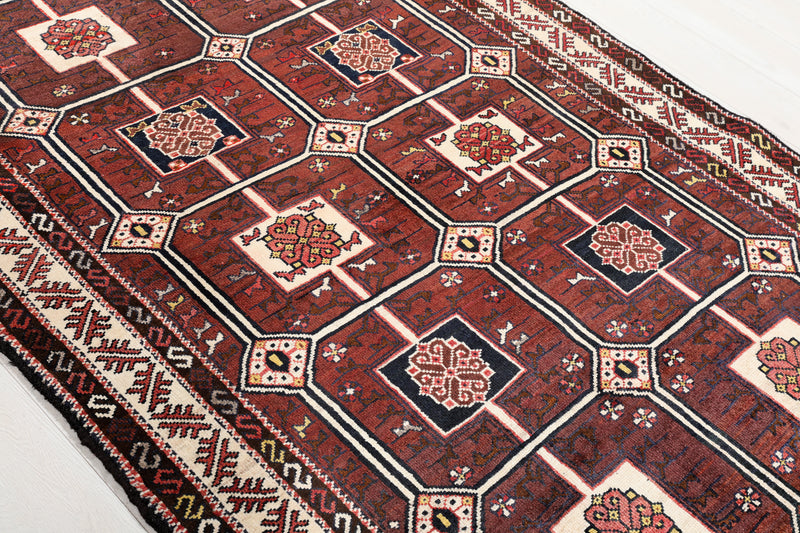 7' 1" x 4' 8" Excellent Hand-Knotted Collectible Vintage Rust Red Tribal Rug - Yasi & Fara 