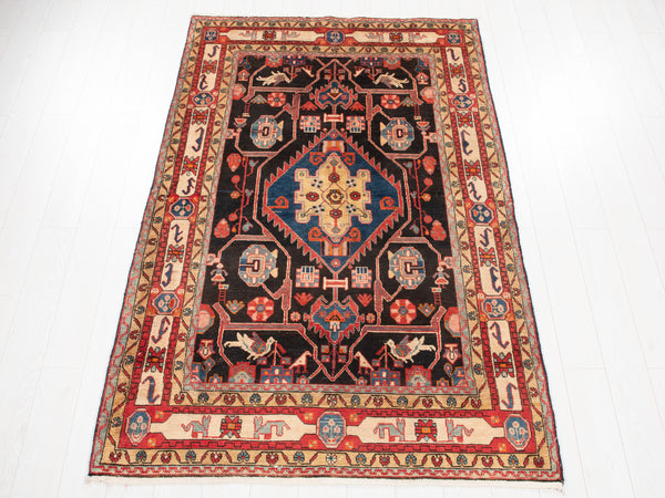 7' 4" x 4' 8" Excellent Hand-Knotted Vintage Tribal Rug - Yasi & Fara 