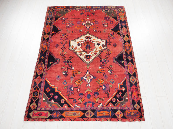 7' 8" x 5' Excellent Hand-Knotted Vintage Collectible Tribal Rug - Yasi & Fara 