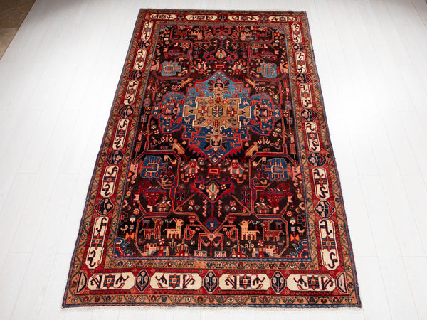 9' 8" x 5' 5" Excellent Hand-Knotted Vintage Tribal Rug