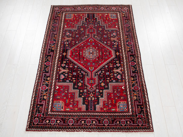 6' 11" x 4' 4" Excellent Hand-Knotted Vintage Tribal Rug