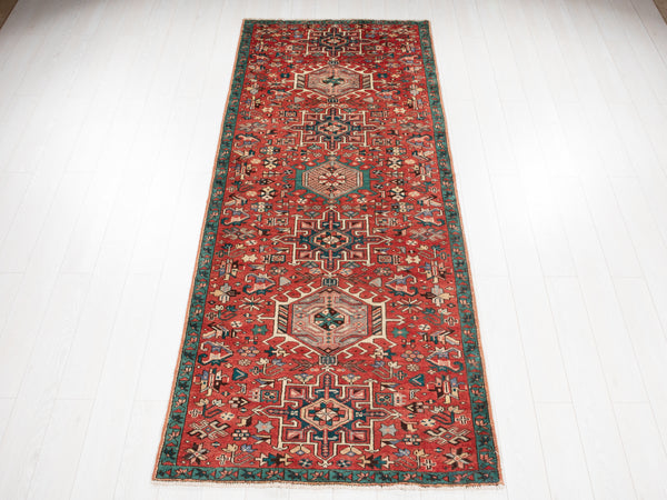9' 6" x 3' 10" Excellent Hand-Knotted Vintage Tribal Runner Rug