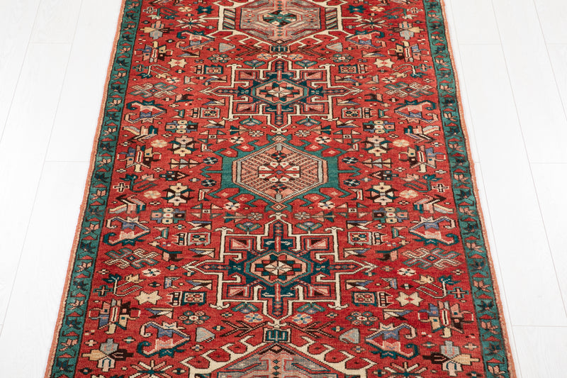 9' 6" x 3' 10" Excellent Hand-Knotted Vintage Tribal Runner Rug