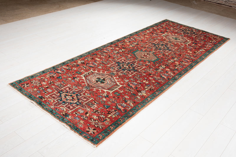 9' 6" x 3' 10" Excellent Hand-Knotted Vintage Tribal Runner Rug