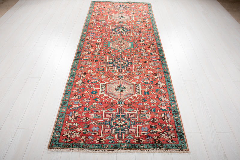 9' 6" x 3' 10" Excellent Hand-Knotted Vintage Tribal Runner Rug