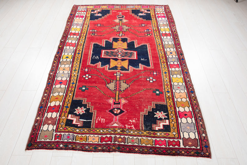 7' 3" x 4' 7" Excellent Hand-Knotted Antique Tribal Rug