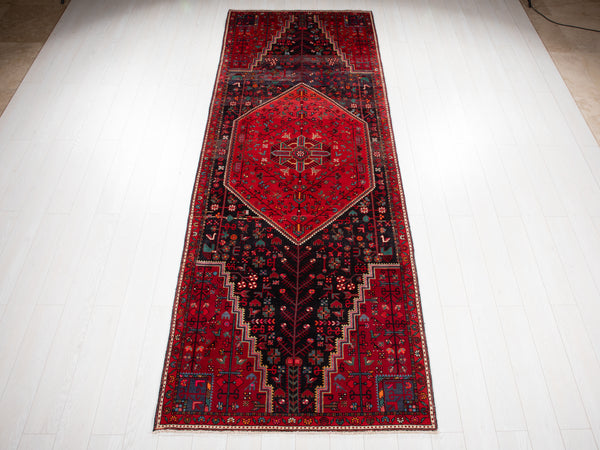11' 5" x 4' 3" Excellent Hand-Knotted Vintage Tribal Rug