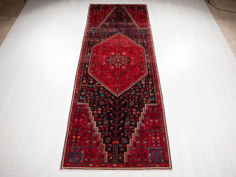 11' 5" x 4' 3" Excellent Hand-Knotted Vintage Tribal Rug
