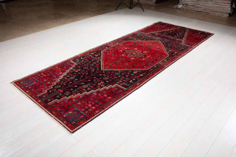 11' 5" x 4' 3" Excellent Hand-Knotted Vintage Tribal Rug