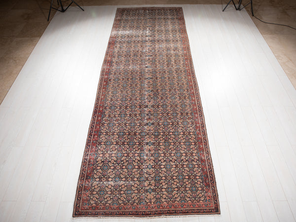 13' 10" x 4' 7" Excellent Hand-Knotted Antique Wide Runner Rug