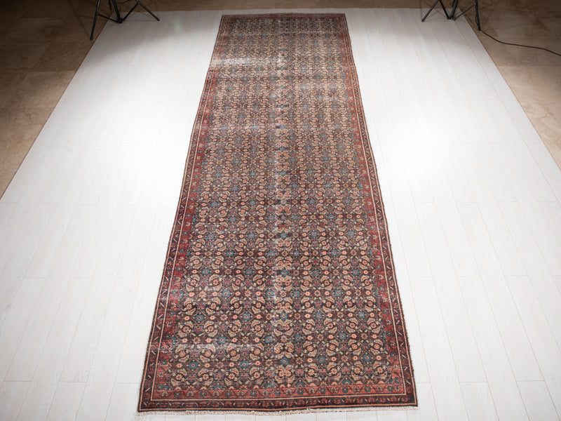 13' 10" x 4' 7" Excellent Hand-Knotted Antique Wide Runner Rug