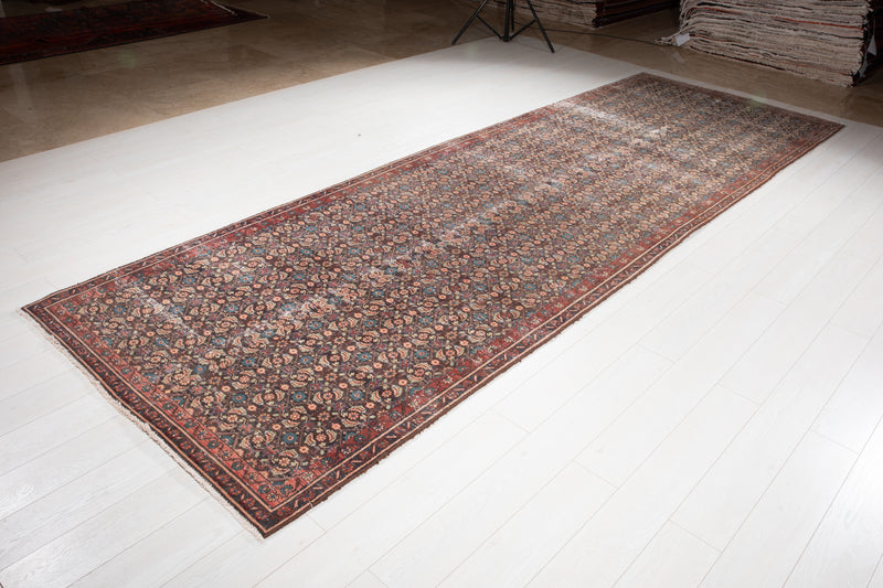 13' 10" x 4' 7" Excellent Hand-Knotted Antique Wide Runner Rug