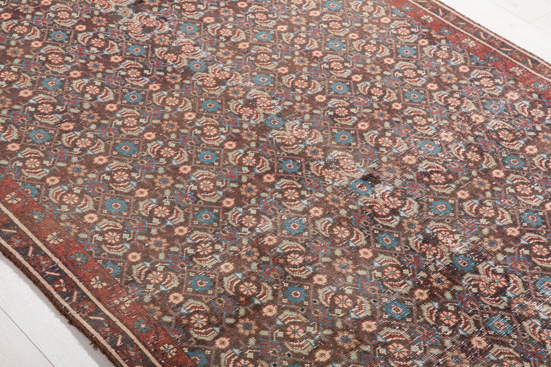 13' 10" x 4' 7" Excellent Hand-Knotted Antique Wide Runner Rug