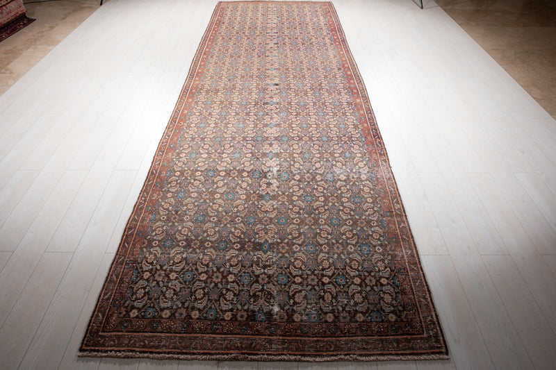 13' 10" x 4' 7" Excellent Hand-Knotted Antique Wide Runner Rug