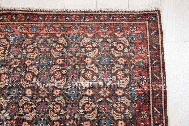 13' 10" x 4' 7" Excellent Hand-Knotted Antique Wide Runner Rug