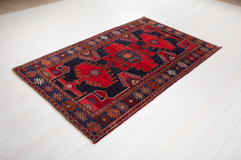 7' 3" x 4' 3" Excellent Hand-Knotted Vintage Tribal Rug - Yasi & Fara 