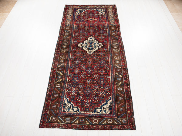 10' 6" x 4' 4" Excellent Hand-Knotted Vintage Tribal Runner Rug - Yasi & Fara 