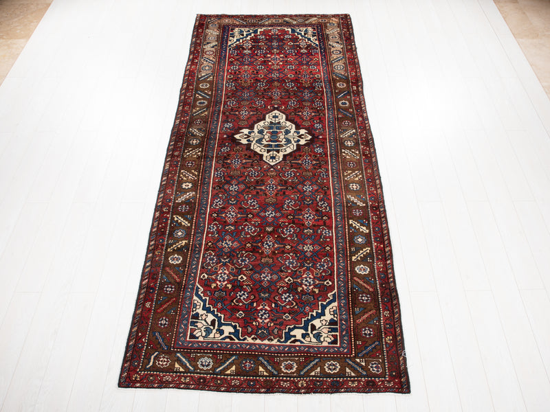 10' 6" x 4' 4" Excellent Hand-Knotted Vintage Tribal Runner Rug - Yasi & Fara 