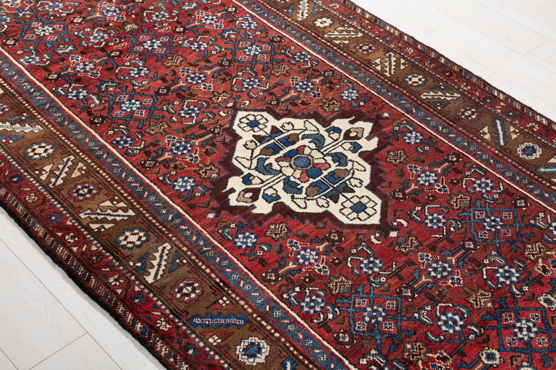 10' 6" x 4' 4" Excellent Hand-Knotted Vintage Tribal Runner Rug - Yasi & Fara 