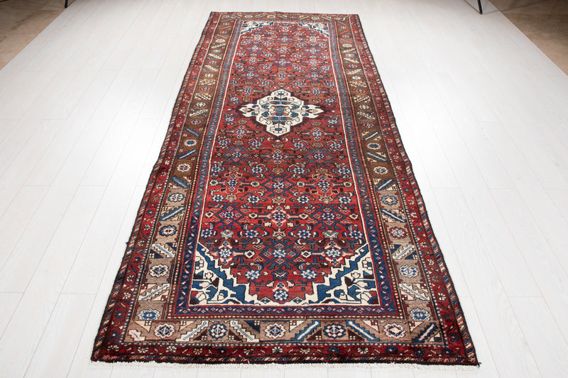10' 6" x 4' 4" Excellent Hand-Knotted Vintage Tribal Runner Rug - Yasi & Fara 
