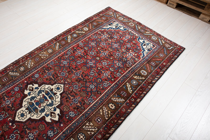 10' 6" x 4' 4" Excellent Hand-Knotted Vintage Tribal Runner Rug - Yasi & Fara 