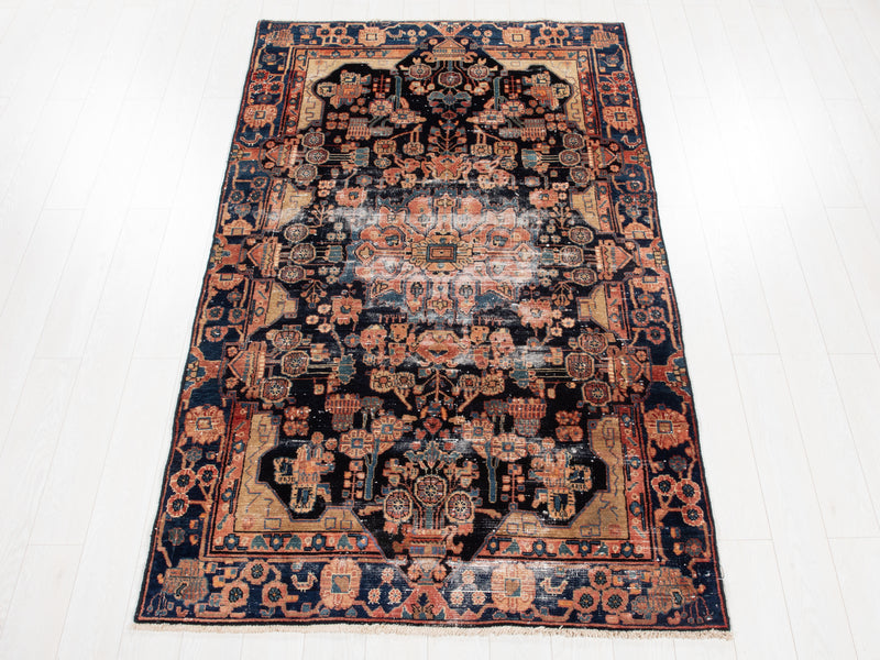 8' 3" x 4' 9" Excellent Hand-Knotted Antique Distressed Tribal Rug