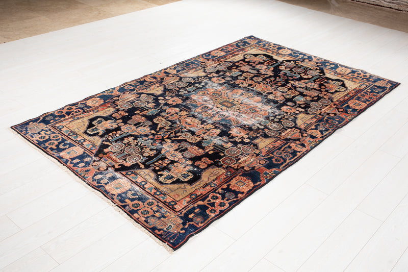 8' 3" x 4' 9" Excellent Hand-Knotted Antique Distressed Tribal Rug